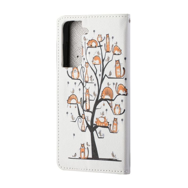 Bescherming Hoesje Samsung Galaxy S21 5G Telefoonhoesje Funky String Katten