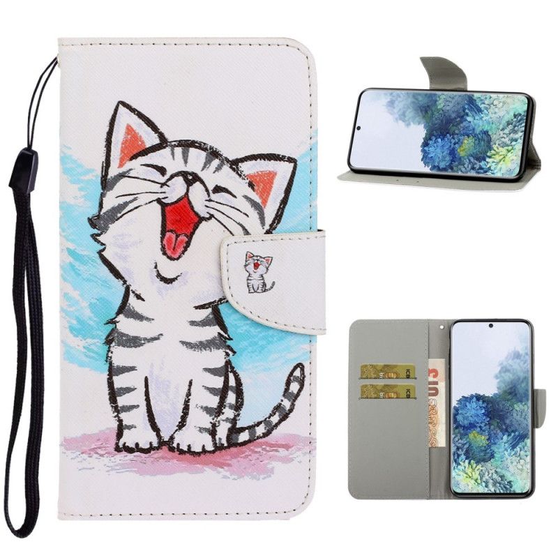 Bescherming Hoesje Samsung Galaxy S21 5G Telefoonhoesje Gekleurd Kitten Met String