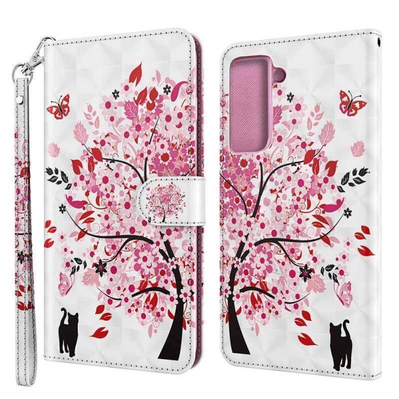 Bescherming Hoesje Samsung Galaxy S21 5G Telefoonhoesje Roze Boom