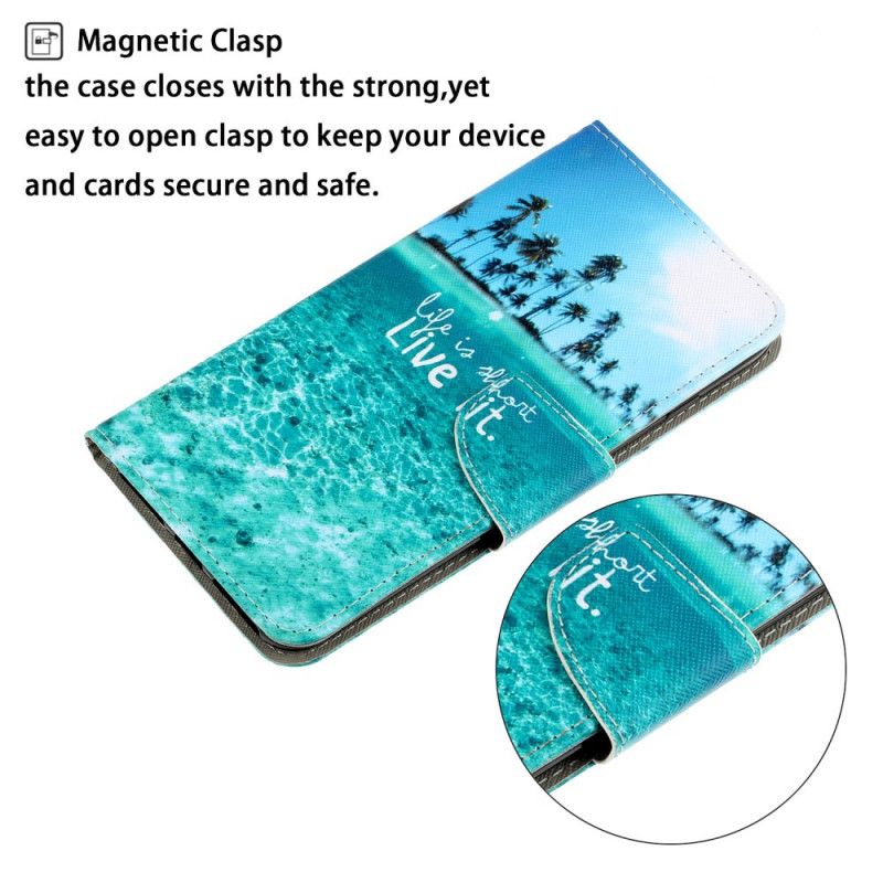 Bescherming Hoesje Samsung Galaxy S21 5G Telefoonhoesje Stop Nooit Met Dromen Marine Met String