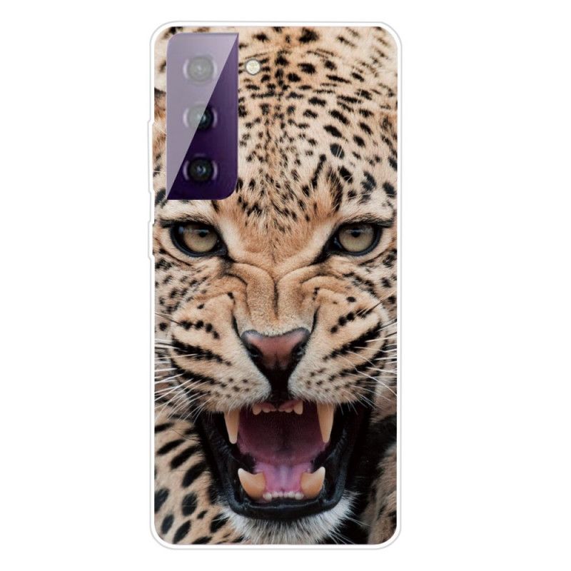 Case Hoesje Samsung Galaxy S21 5G Paars Zwart Telefoonhoesje Fantastische Katachtige