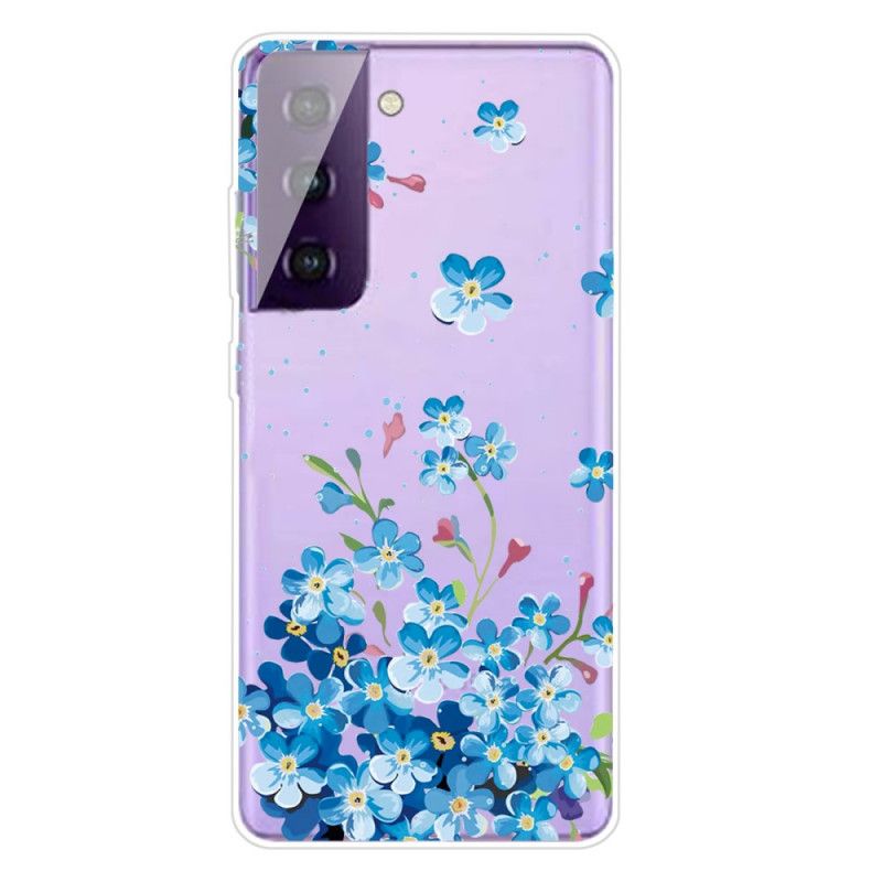 Case Hoesje Samsung Galaxy S21 5G Telefoonhoesje Blauwe Bloemen