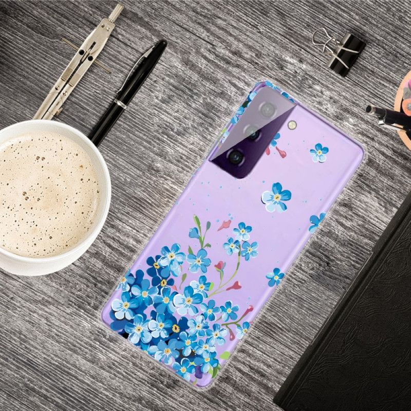 Case Hoesje Samsung Galaxy S21 5G Telefoonhoesje Blauwe Bloemen