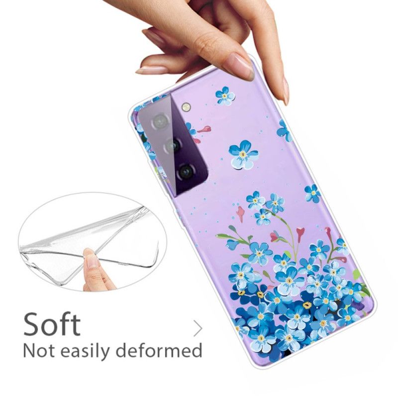 Case Hoesje Samsung Galaxy S21 5G Telefoonhoesje Blauwe Bloemen