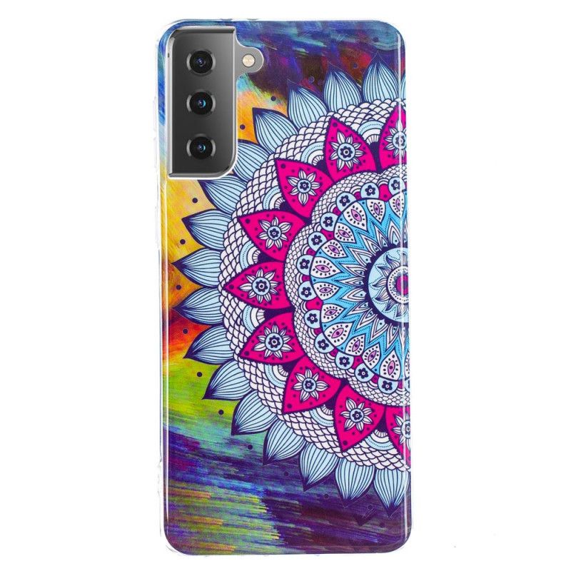 Case Hoesje Samsung Galaxy S21 5G Telefoonhoesje Fluorescerende Mandala