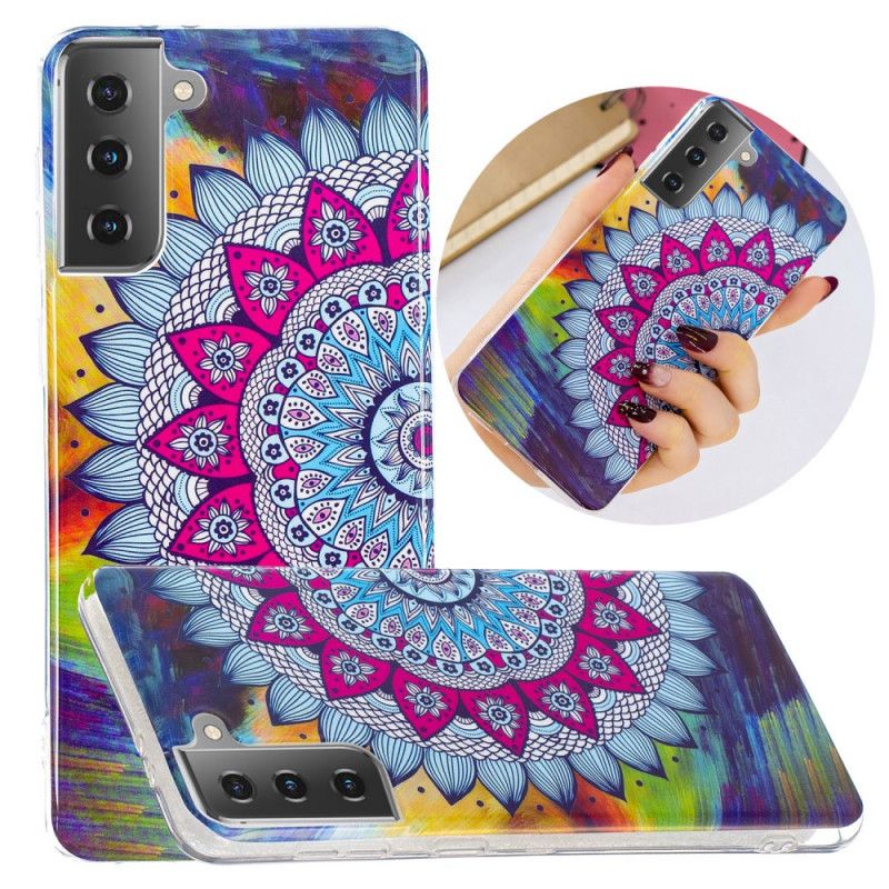 Case Hoesje Samsung Galaxy S21 5G Telefoonhoesje Fluorescerende Mandala