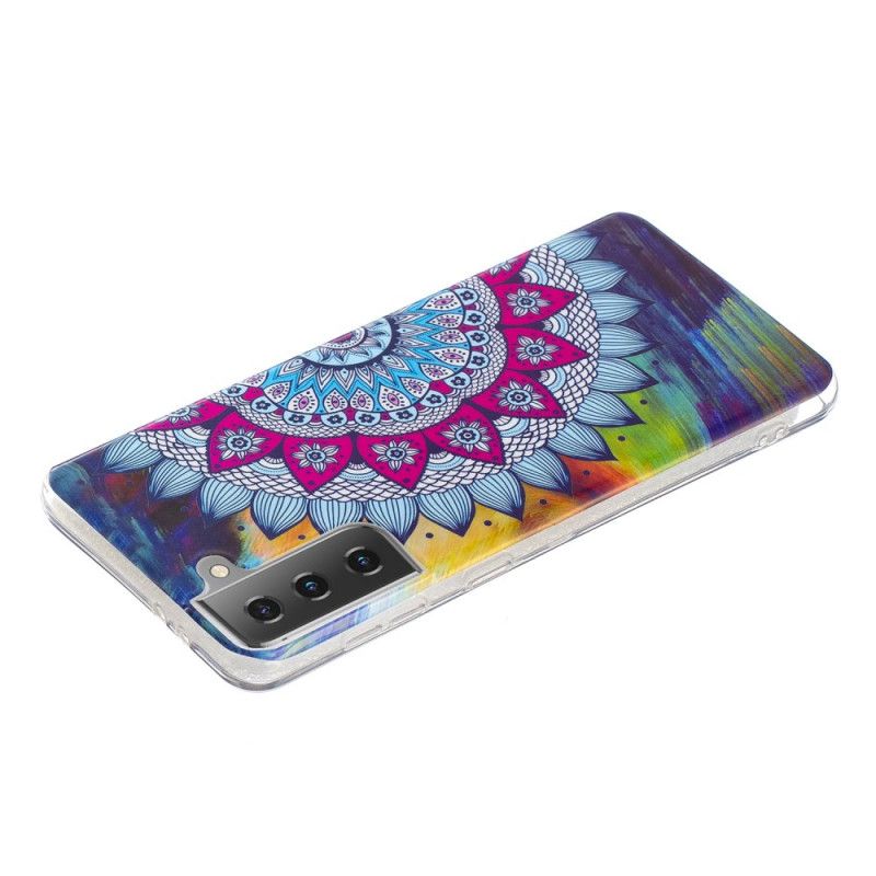 Case Hoesje Samsung Galaxy S21 5G Telefoonhoesje Fluorescerende Mandala