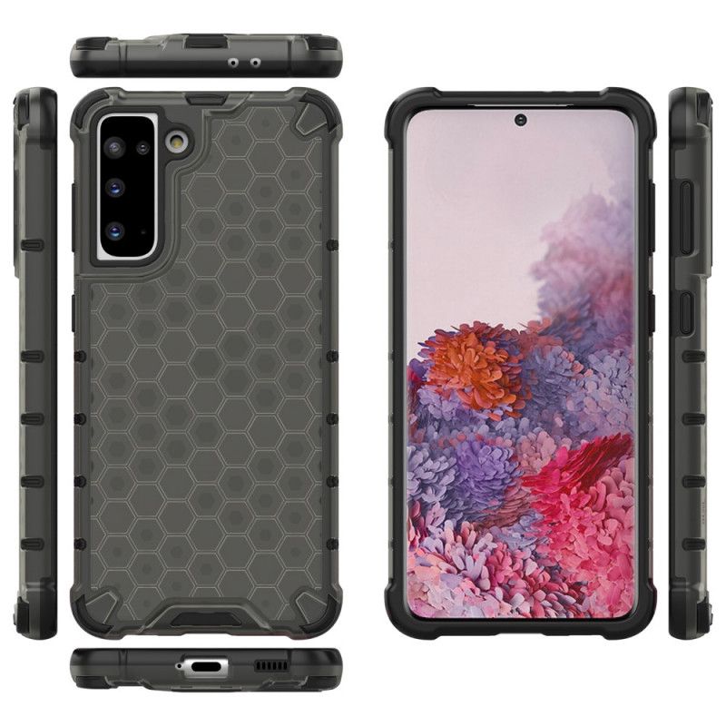 Case Hoesje Samsung Galaxy S21 5G Wit Zwart Telefoonhoesje Honingraatstijl