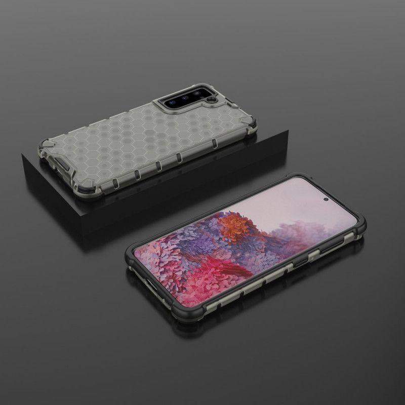 Case Hoesje Samsung Galaxy S21 5G Wit Zwart Telefoonhoesje Honingraatstijl