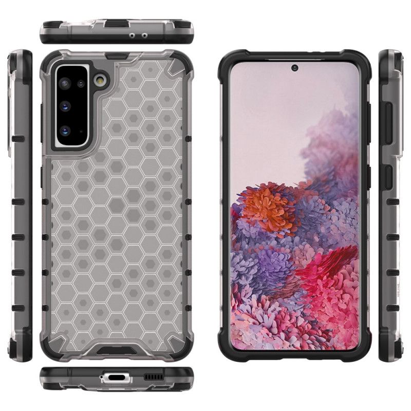 Case Hoesje Samsung Galaxy S21 5G Wit Zwart Telefoonhoesje Honingraatstijl