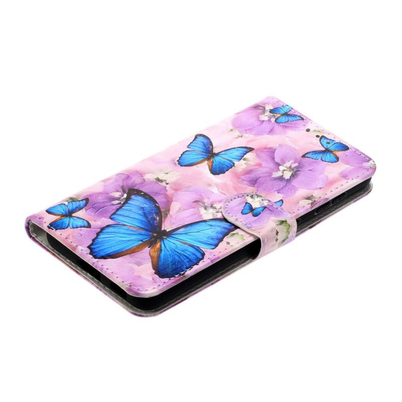 Cover Folio-hoesje Samsung Galaxy S21 5G Telefoonhoesje Bloemenvlinders