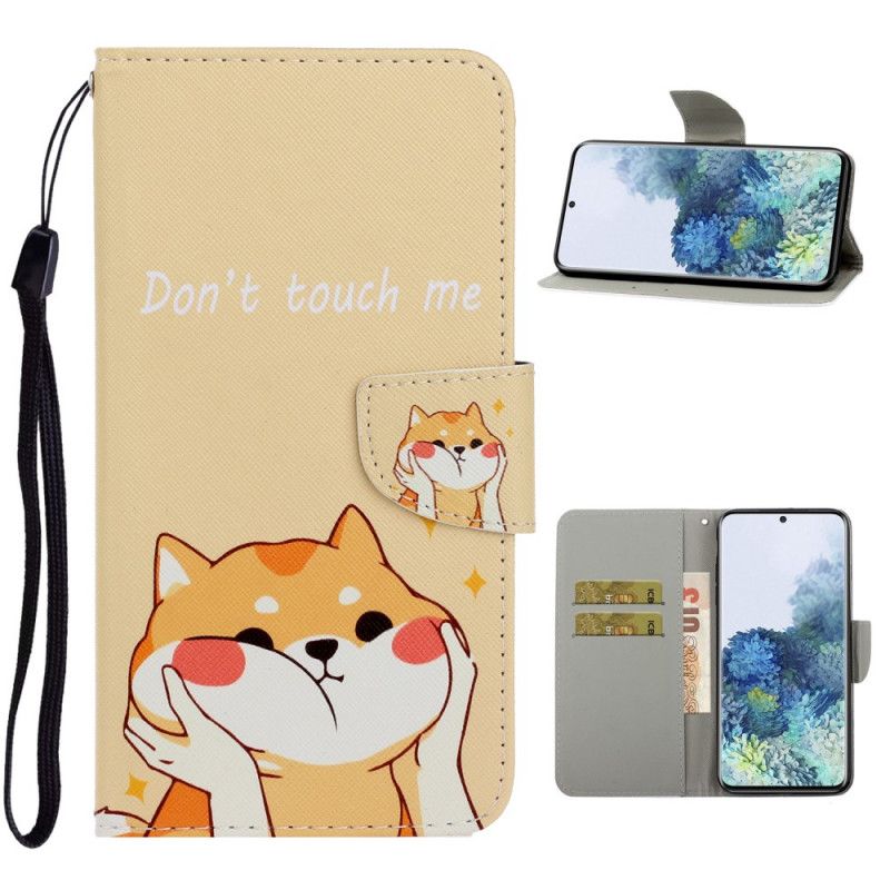 Cover Folio-hoesje Samsung Galaxy S21 5G Telefoonhoesje Kat Raak Me Niet Aan Met String