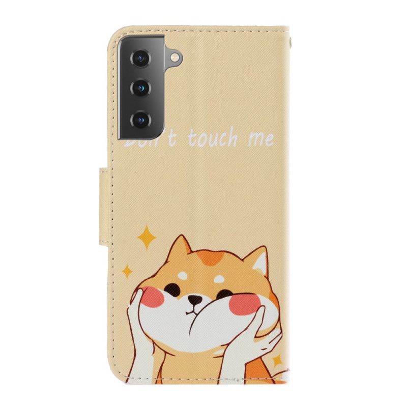 Cover Folio-hoesje Samsung Galaxy S21 5G Telefoonhoesje Kat Raak Me Niet Aan Met String