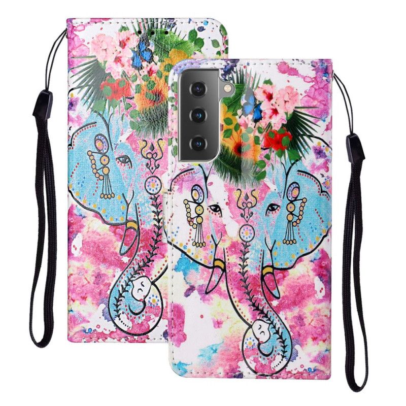 Cover Folio-hoesje Samsung Galaxy S21 5G Telefoonhoesje Koning Olifant