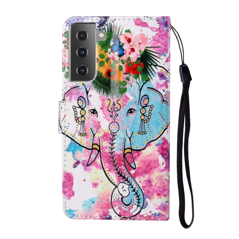 Cover Folio-hoesje Samsung Galaxy S21 5G Telefoonhoesje Koning Olifant