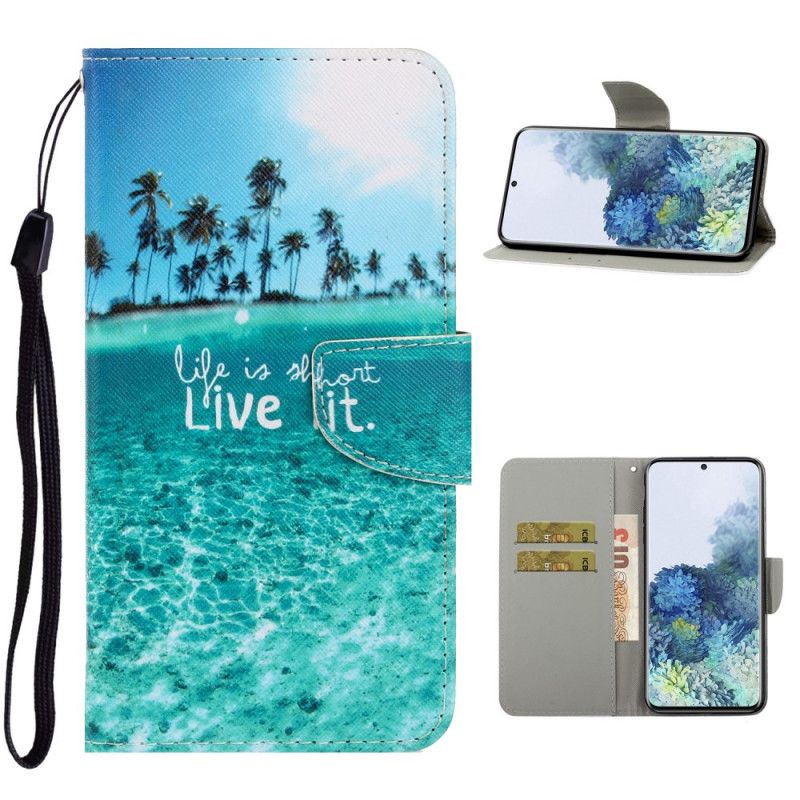 Cover Folio-hoesje Samsung Galaxy S21 5G Telefoonhoesje Leef Het Met String