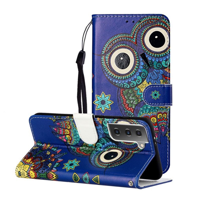 Cover Folio-hoesje Samsung Galaxy S21 5G Telefoonhoesje Uil In Mandala