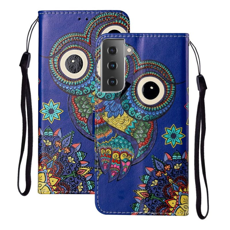 Cover Folio-hoesje Samsung Galaxy S21 5G Telefoonhoesje Uil In Mandala