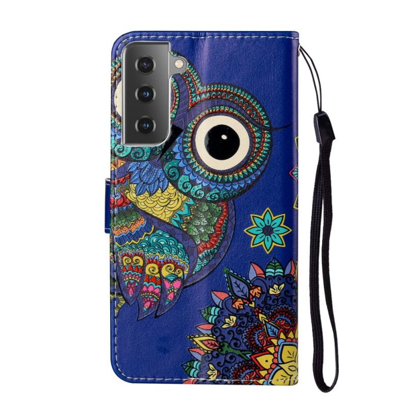 Cover Folio-hoesje Samsung Galaxy S21 5G Telefoonhoesje Uil In Mandala