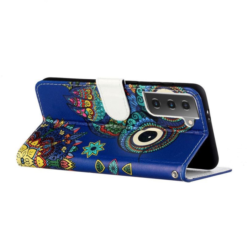 Cover Folio-hoesje Samsung Galaxy S21 5G Telefoonhoesje Uil In Mandala