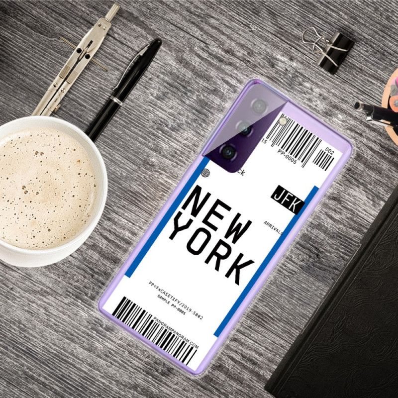 Cover Hoesje Samsung Galaxy S21 5G Donkerblauw Zwart Telefoonhoesje Instapkaart Naar New York