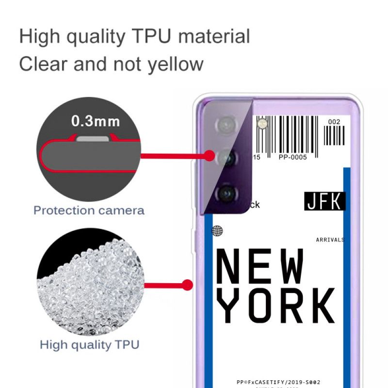 Cover Hoesje Samsung Galaxy S21 5G Donkerblauw Zwart Telefoonhoesje Instapkaart Naar New York