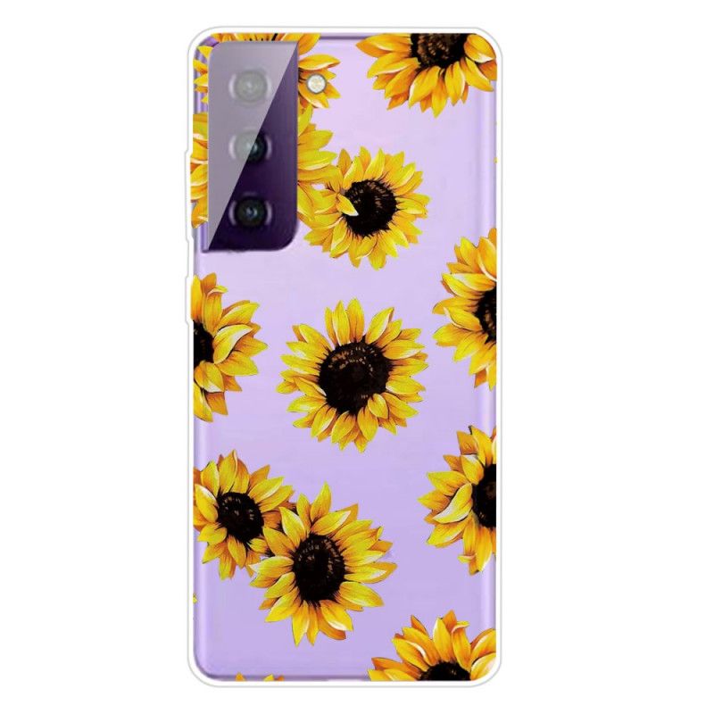 Cover Hoesje Samsung Galaxy S21 5G Telefoonhoesje Zonnebloemen