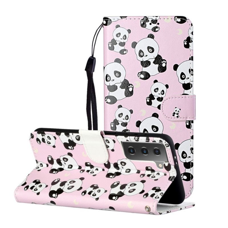 Flip Case Leren Samsung Galaxy S21 5G Alleen Panda'S