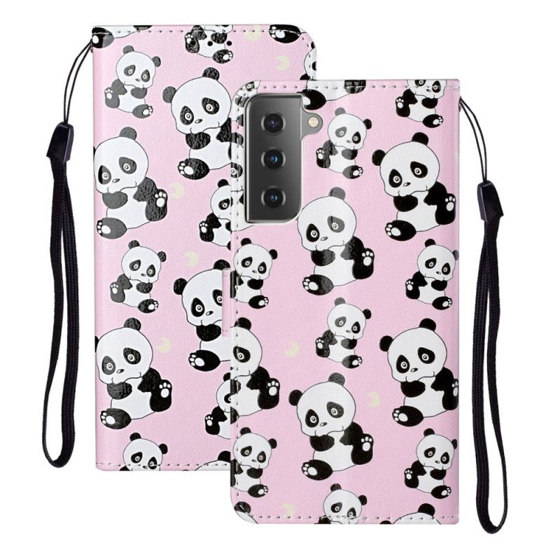 Flip Case Leren Samsung Galaxy S21 5G Alleen Panda'S