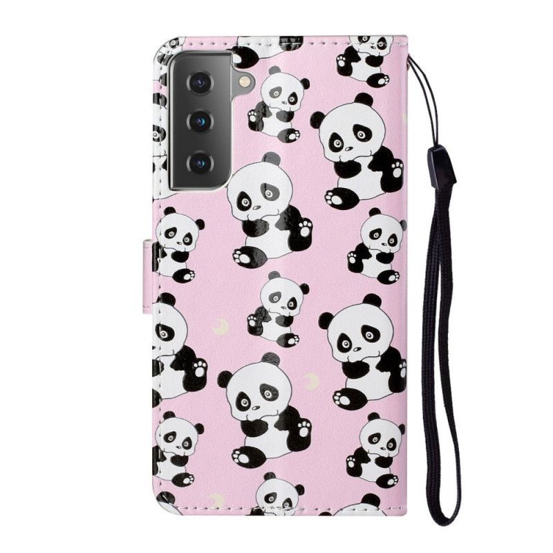 Flip Case Leren Samsung Galaxy S21 5G Alleen Panda'S