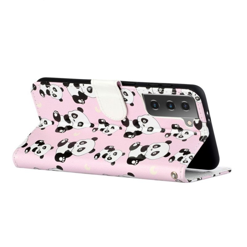 Flip Case Leren Samsung Galaxy S21 5G Alleen Panda'S