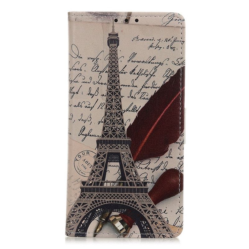 Flip Case Leren Samsung Galaxy S21 5G Bruin Grijs Eiffeltoren