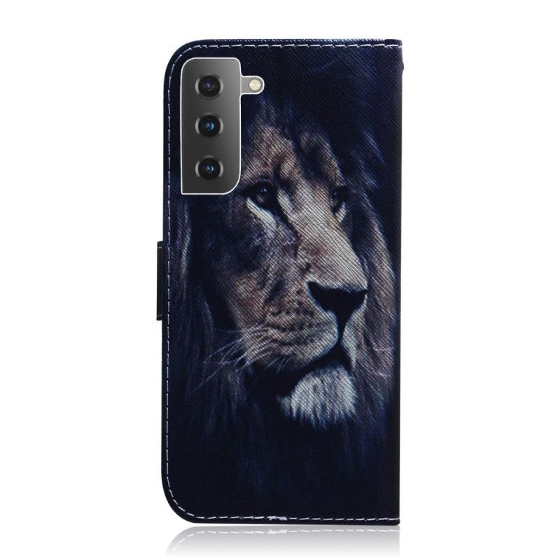 Flip Case Leren Samsung Galaxy S21 5G Dromende Leeuw