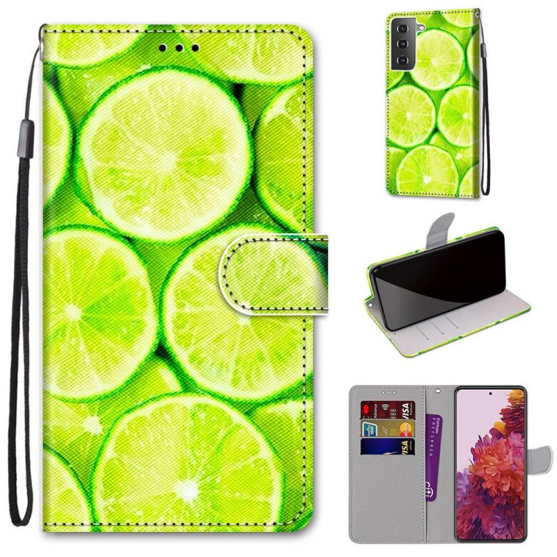 Flip Case Leren Samsung Galaxy S21 5G Limoenen