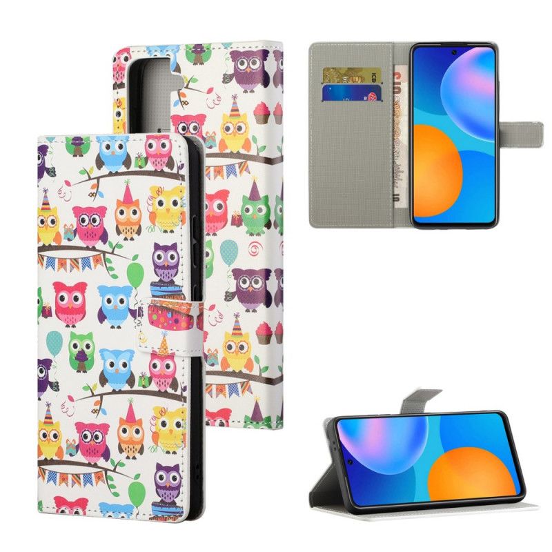 Flip Case Leren Samsung Galaxy S21 5G Meerdere Uilen