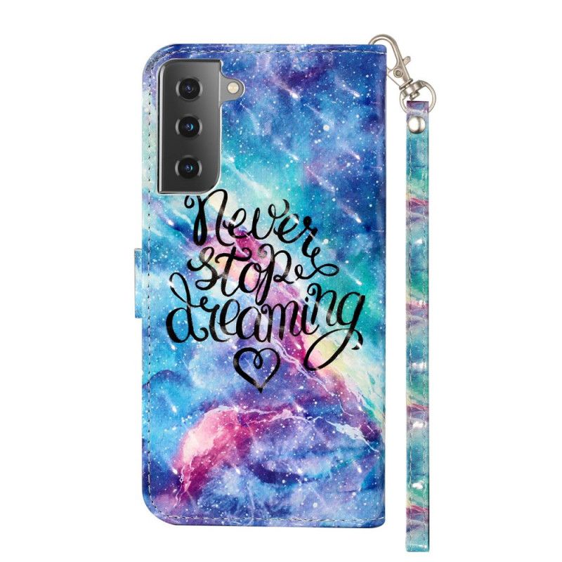 Flip Case Leren Samsung Galaxy S21 5G Stop Nooit Met Riem