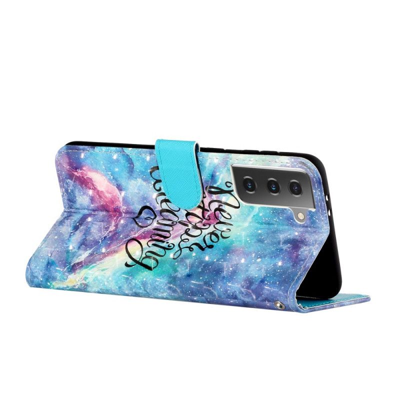 Flip Case Leren Samsung Galaxy S21 5G Stop Nooit Met Riem