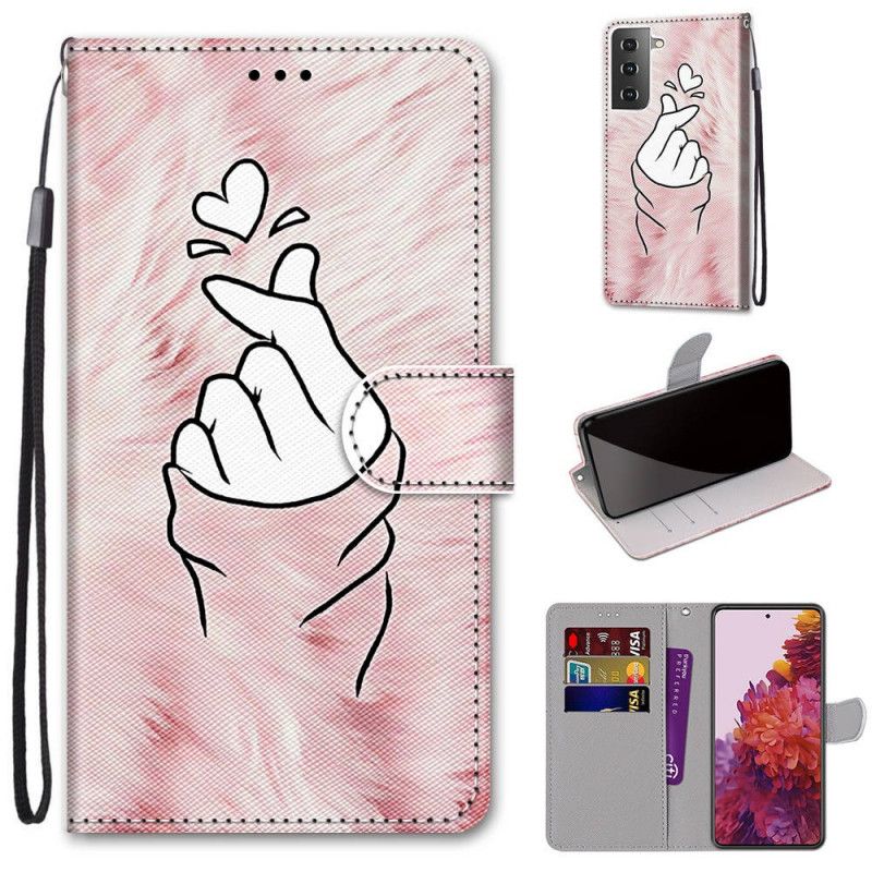 Flip Case Leren Samsung Galaxy S21 5G Vingerhart