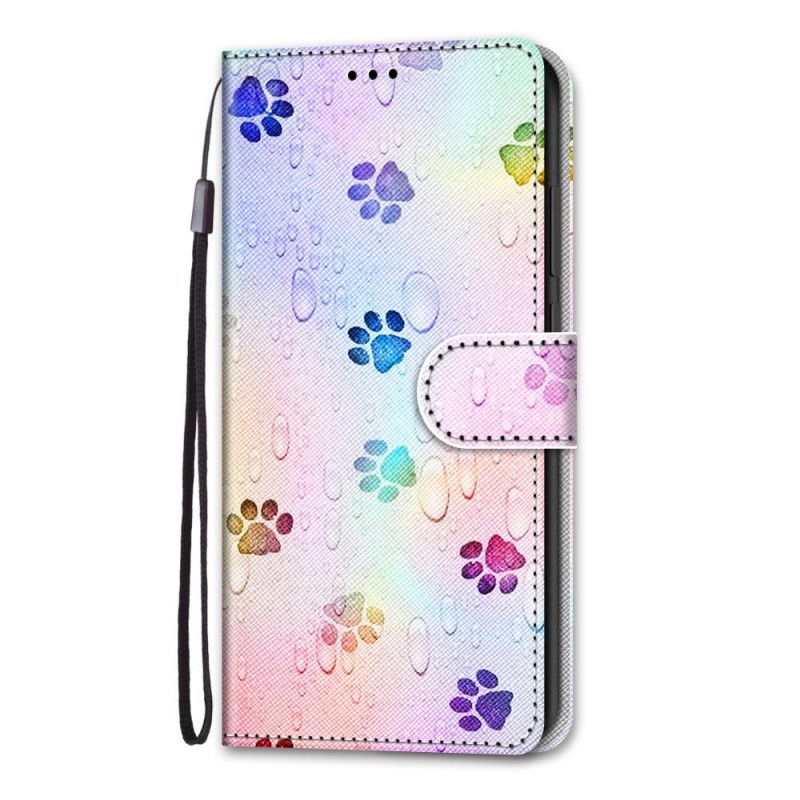 Flip Case Leren Samsung Galaxy S21 5G Voetafdrukken In De Regen