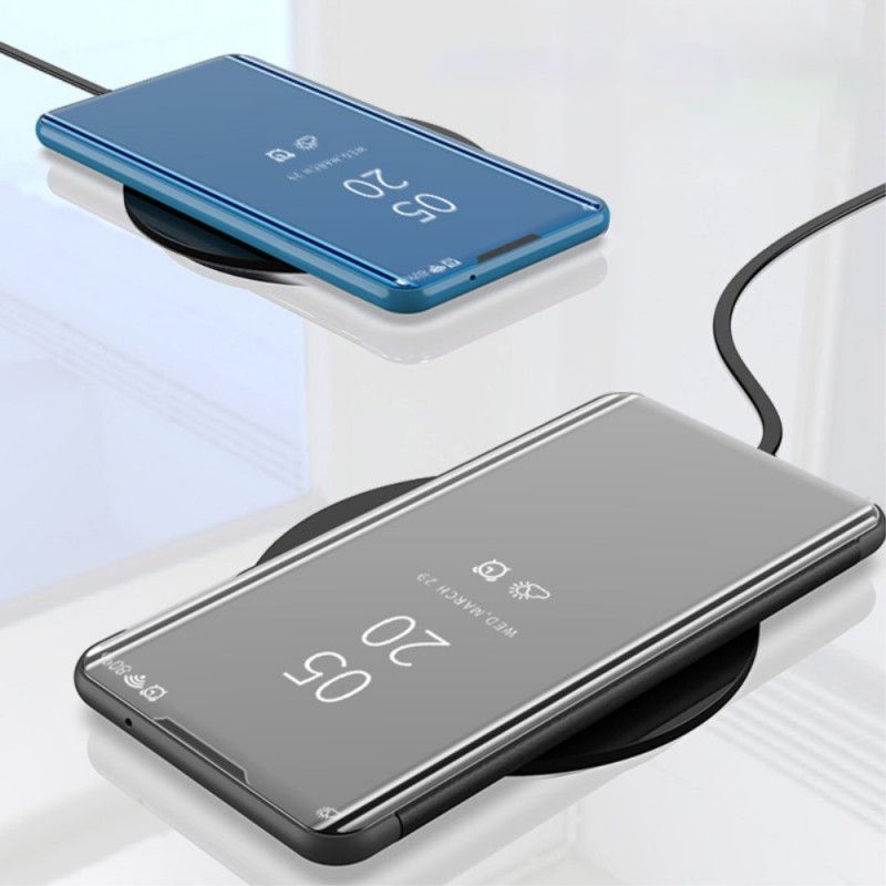 Folio-hoesje Samsung Galaxy S21 5G Donkerblauw Zwart Telefoonhoesje Spiegel