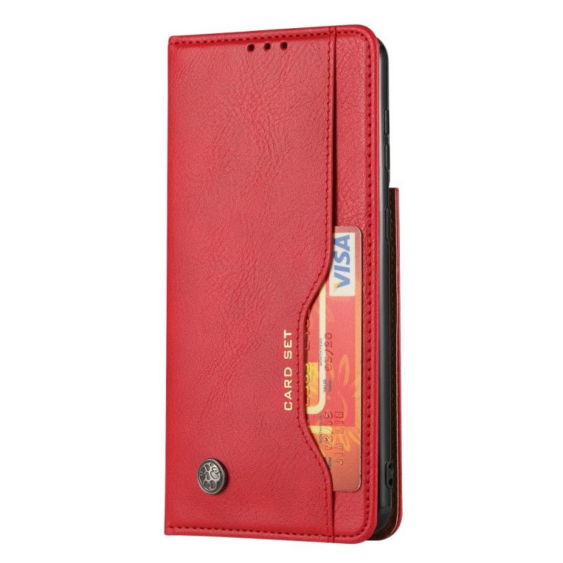 Folio-hoesje Samsung Galaxy S21 5G Rood Zwart Kaarthouder Van Imitatieleer