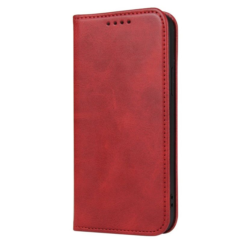 Folio-hoesje voor Samsung Galaxy S21 5G Rood Zwart Lederen Effect In Zakelijke Stijl