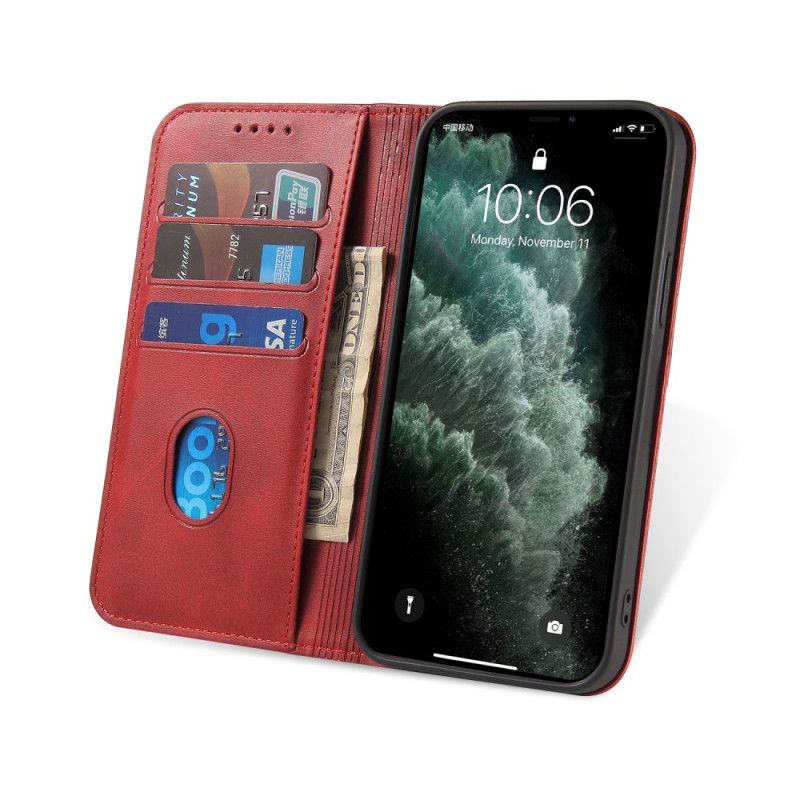 Folio-hoesje voor Samsung Galaxy S21 5G Rood Zwart Lederen Effect In Zakelijke Stijl