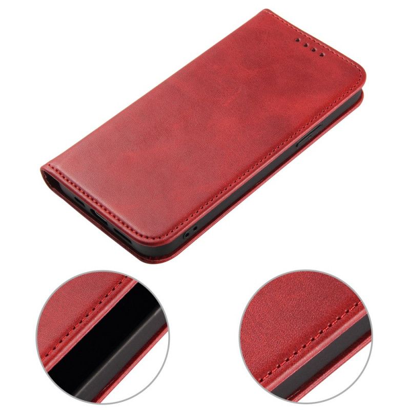 Folio-hoesje voor Samsung Galaxy S21 5G Rood Zwart Lederen Effect In Zakelijke Stijl