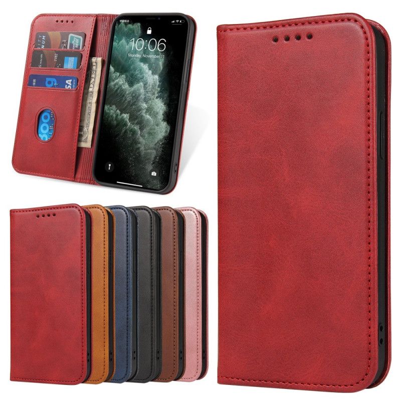 Folio-hoesje voor Samsung Galaxy S21 5G Rood Zwart Lederen Effect In Zakelijke Stijl