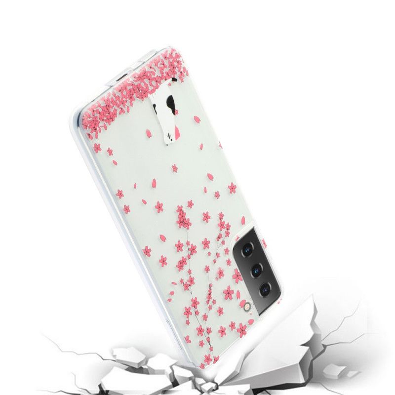 Hoesje Samsung Galaxy S21 5G Bloemblaadjes En Kat