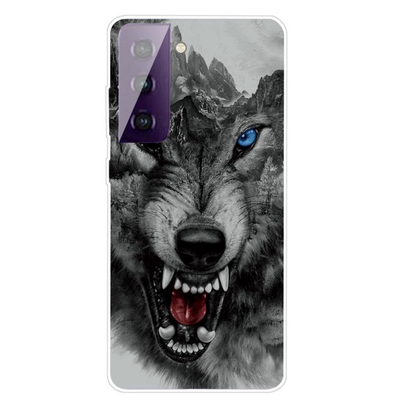 Hoesje Samsung Galaxy S21 5G Grijs Zwart Sublieme Wolf