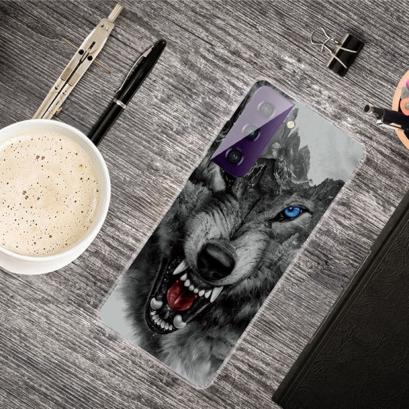 Hoesje Samsung Galaxy S21 5G Grijs Zwart Sublieme Wolf