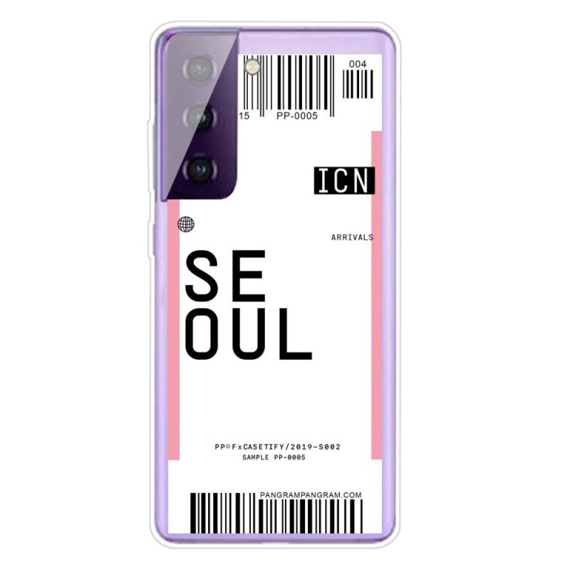 Hoesje Samsung Galaxy S21 5G Roze Magenta Instapkaart Naar Seoul