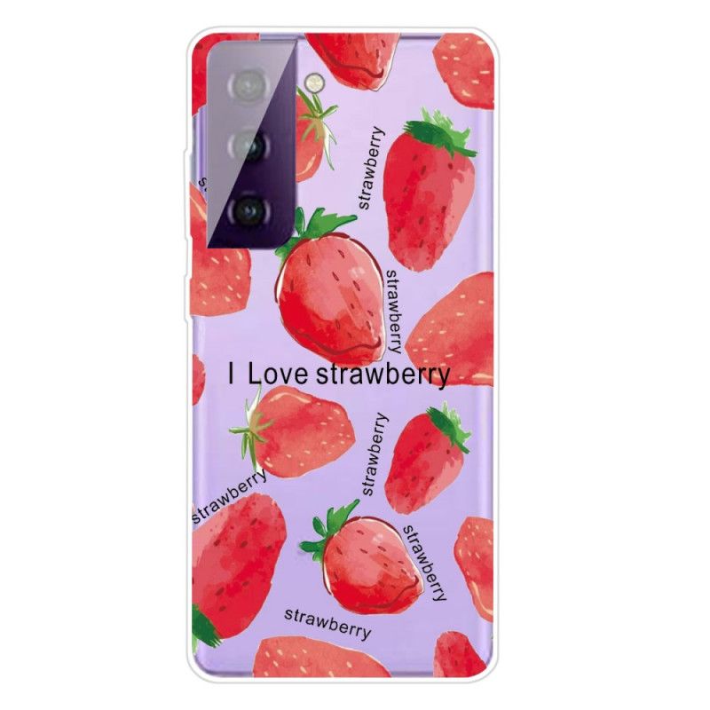 Hoesje voor Samsung Galaxy S21 5G Aardbeien / Ik Hou Van Aardbei